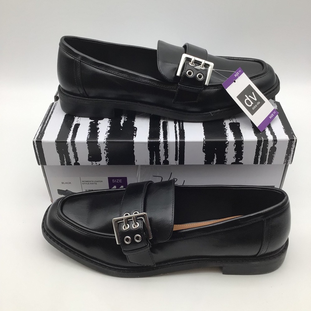 DV Dolce Vita Fayte Black Buckle Loafers Womens Size 11 NEW
